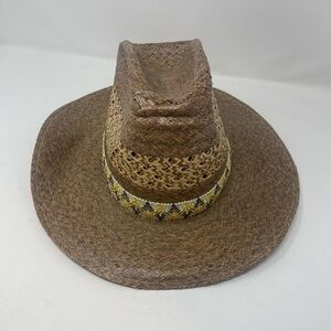 Be cool straw cowboy western ranch hat with detail men’s size 6-3/4